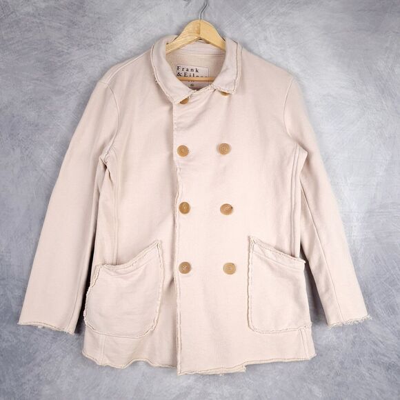 Frank & Eileen Tee Lab Jacket Womens XS Pink Double Breasted Labbelfast Raw Hem - Picture 1 of 16